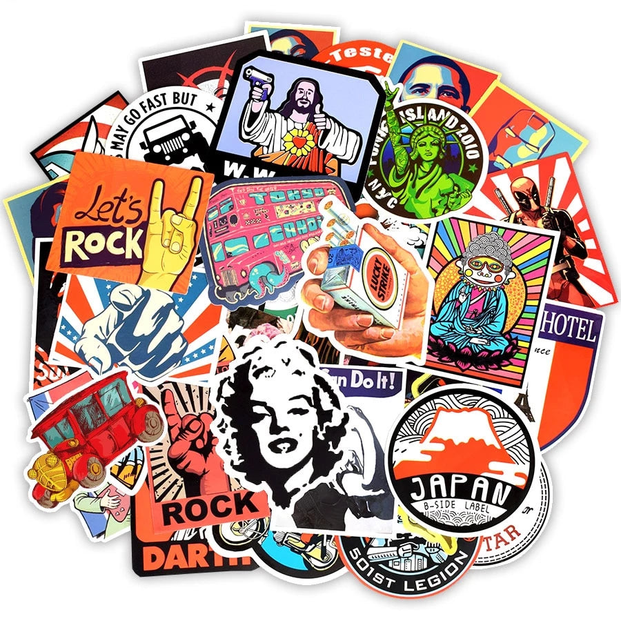VINTAGE US PACK  50 STICKERS – StickerWorld