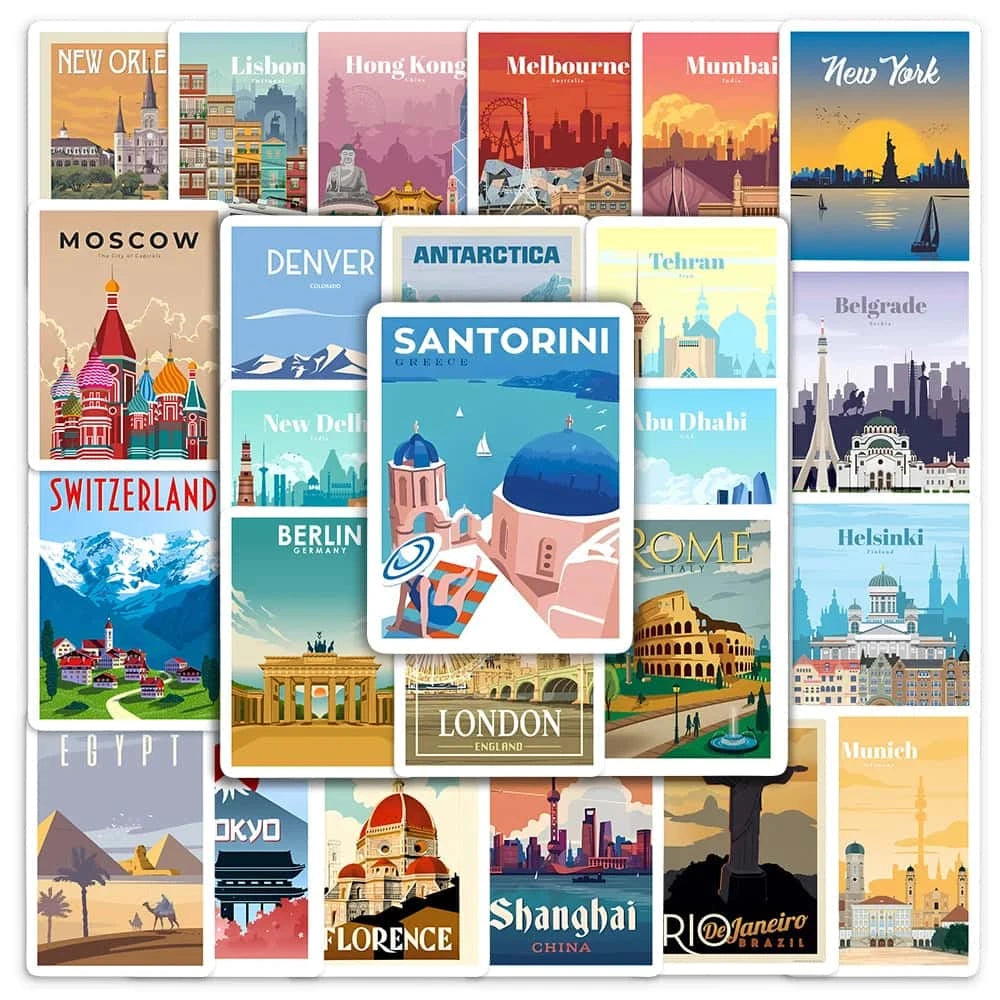 FAMOUS CITY PACK | 50 STICKERS - StickerWorld