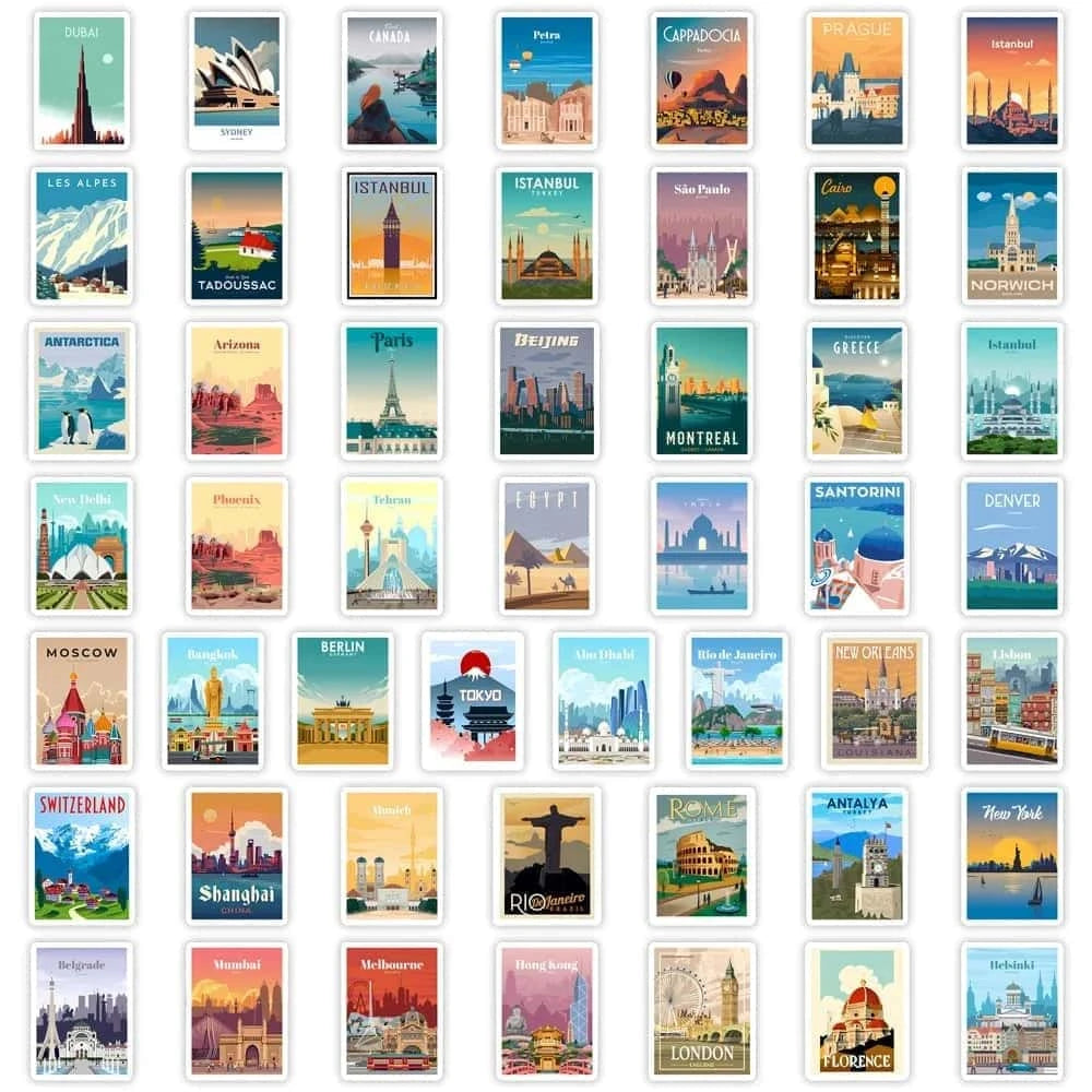 FAMOUS CITY PACK | 50 STICKERS - StickerWorld