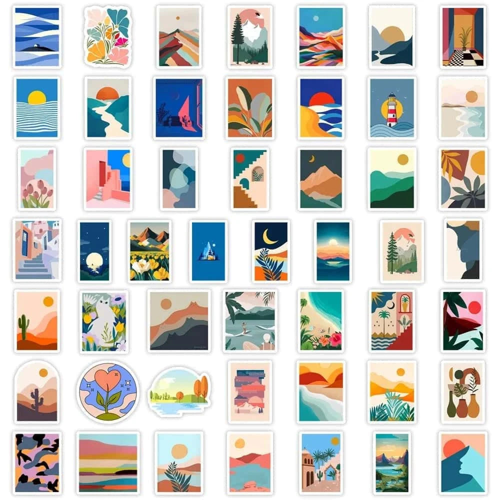 ABSTRAIT PAYSAGE PACK | 50 STICKERS - StickerWorld