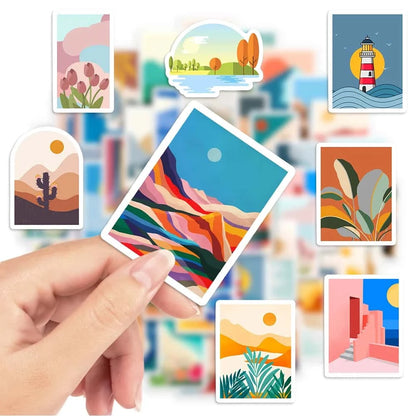 ABSTRAIT PAYSAGE PACK | 50 STICKERS - StickerWorld