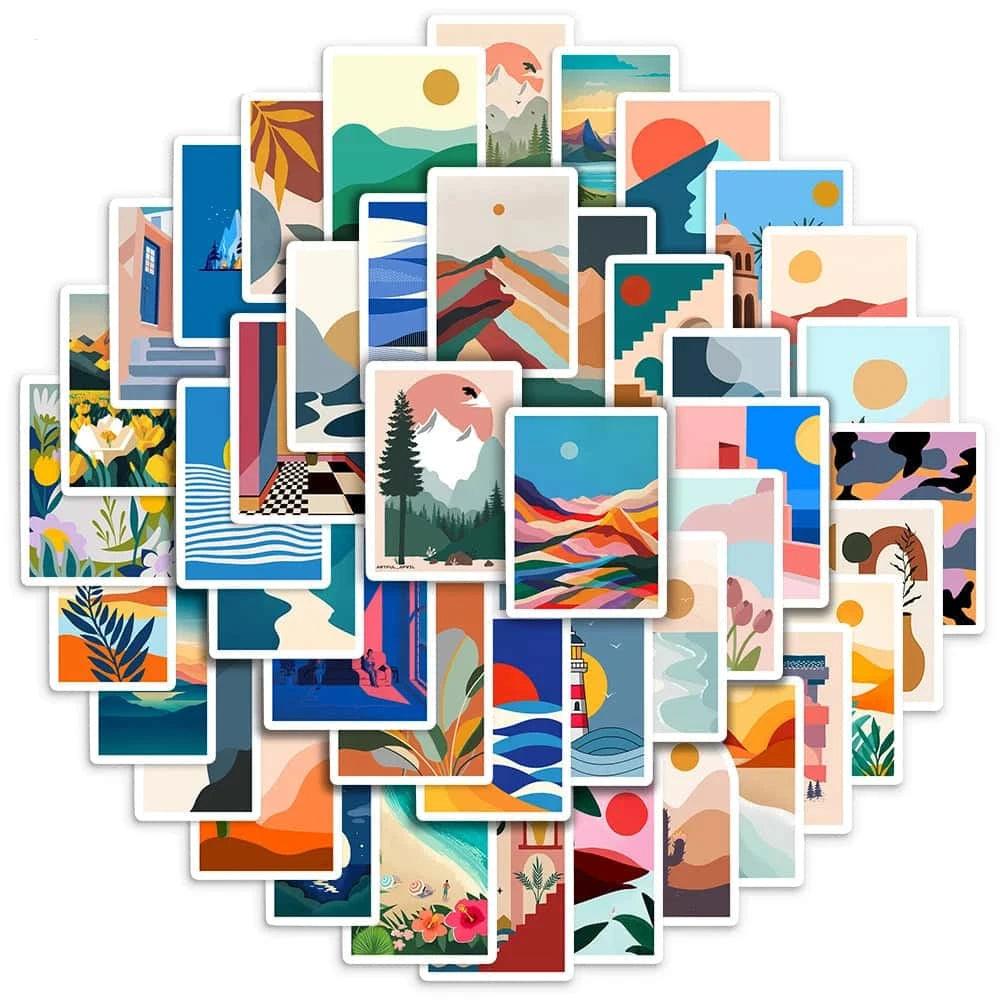 ABSTRAIT PAYSAGE PACK | 50 STICKERS - StickerWorld