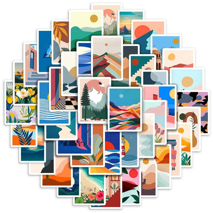 ABSTRAIT PAYSAGE PACK | 50 STICKERS - StickerWorld