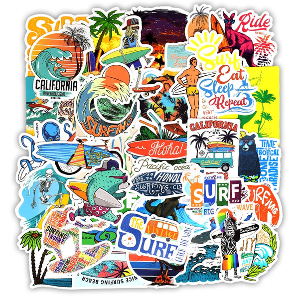 Stickers Autocollant SURF PACK | 50 STICKERS | Stickerworld