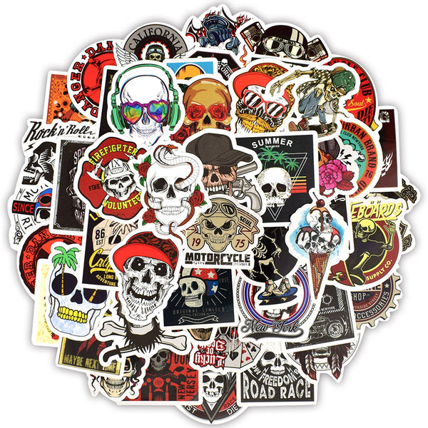 Stickers Autocollant CRÂNE SQUELETTE PACK | 50 STICKERS | Stickerworld