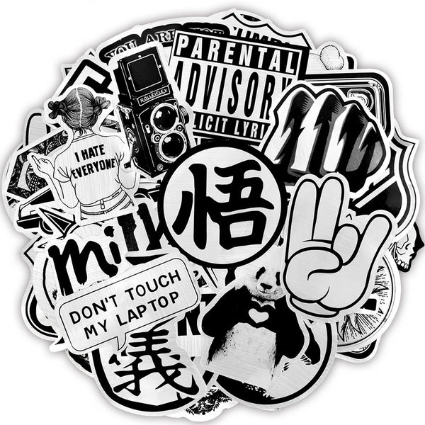 Stickers Autocollant B&W MÉTALLIQUE PACK | 50 STICKERS | Stickerworld