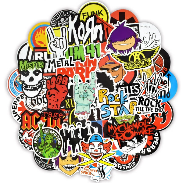 Stickers Autocollant ROCK MUSIQUE PACK | 100 STICKERS | Stickerworld